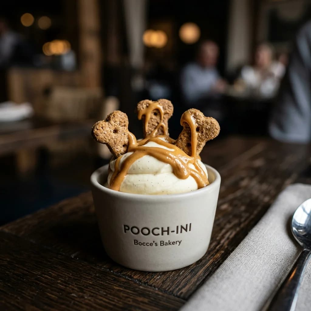 Poochini dog biscuit custard cup treat